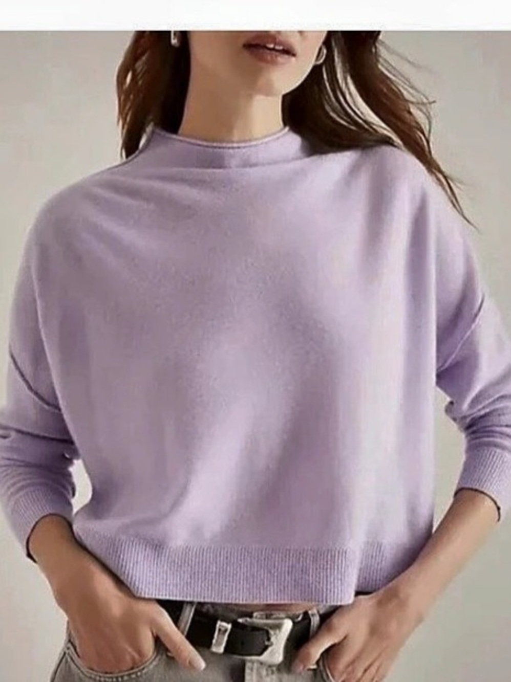Pilcro by Anthropologie Alani Cashmere Mock-Neck boxey cozy Sweater in Purple